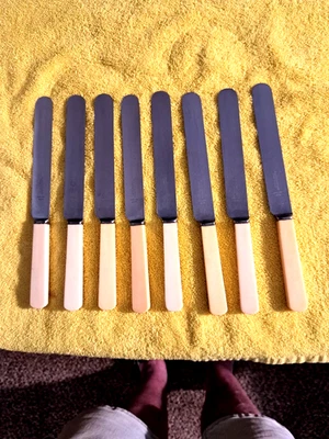 8 cuchillos de cena cubiertos de servicio plateados MAPPIN & WEBB diseño mango EFECTO HUESO Foto 1 de 4