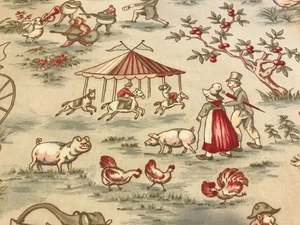 2 CORTINAS Solo un par, 5th Avenue Estampado Infantil Topsy Turvy Antiguo Rojo Toile - Imagen 1 de 8