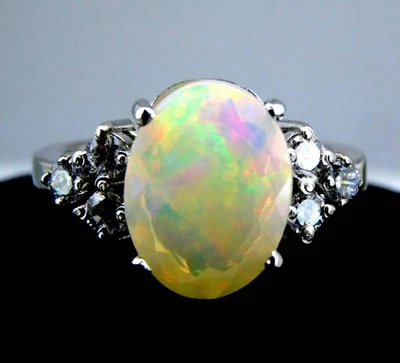 Anello astrologico in argento sterling 925 da 5,69 grammi US 7 opale di... - Immagine 1 di 4