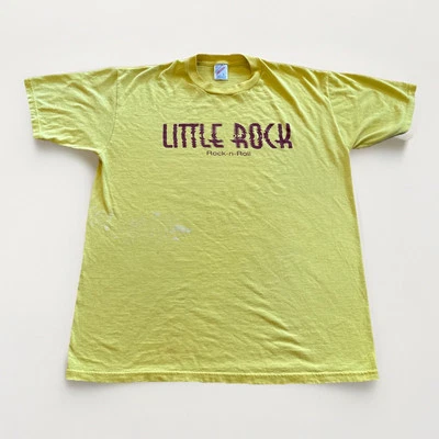 Little Rock Shirt Mens L Rock N Roll Yellow Vintage 90s Climbing Distressed - Image 1 of 4