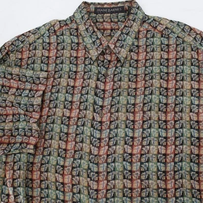 Camisa De Colección Jhane Barnes Para Hombres Grande Algodón Geométrico Manga Corta Tejida con Botones Foto 1 de 4
