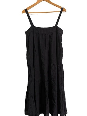 Vestido midi JENNI KAYNE Seersucker negro a rayas talla pequeña Foto 1 de 4