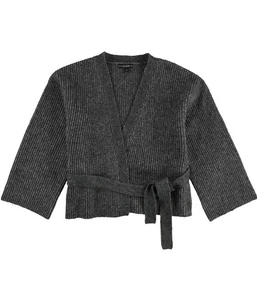 GUESS Womens Tie Relaxed Fit Kimono Open Cardigan Sweater, Grey, Small - Picture 1 of 2