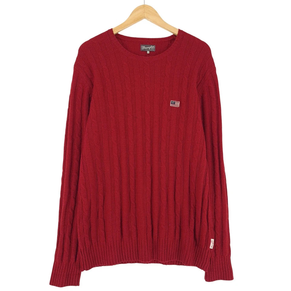 Vintage Wrangler Jersey Suéter Hombre Rojo Astracán de Ochos Wp2 Talla L - Imagen 1 de 4