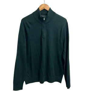 BANANA REPUBLIC + Baruffa Italian Wool Yarn Quarrter Zip Green Sweater Men's L - Picture 1 of 9