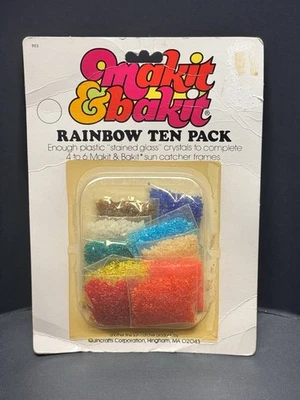 Vtg Makit & Bakit Rainbow 10 Pack Plastic Stained Glass Crystals Suncatchers NEW - Image 1 of 4