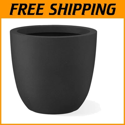 Elegant 14 Inch Round Black Concrete Planter with Drainage - Versatile & Stylish - Image 1 of 4