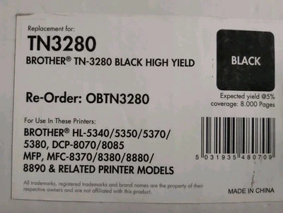 Compatible with Brother TN3280 5340 8085 8880 8070 Toner Cartridge - Image 1 of 2