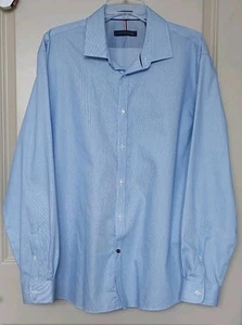 Tommy Hilfiger Hemd Herren 17,5 34/35 Slim Fit Bügelfrei Blau Gestreift 100% Baumwolle - Bild 1 von 10