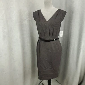 New Jones Studio Dress Womens 4 Black Micro Polka Dot Belted Lined - Picture 1 of 12