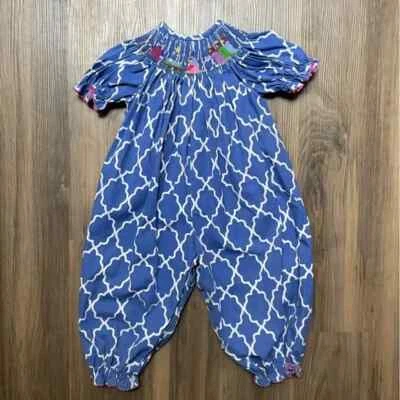 Vive La Fete Smocked Nativity Lattice Full Length Romper 24 Months - Image 1 of 4