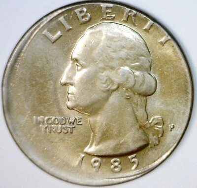 1985 OFF CENTER ERROR Washington Quarter BU ++ Coin NICE EARLY DT O/C LOT #5  NR - Image 1 of 2