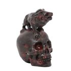 Height 2.3" PLUM FLOWER STONE Carved Lion Crystal Skull Realistic Healing