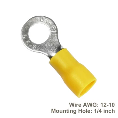 1/4' Copper Cable Connector 10 AWG WireTerminal Lugs Welding Battery Marine 20pc - Image 1 of 4