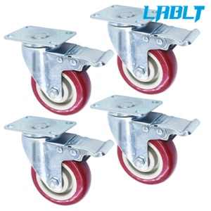 LABLT 4-teiliges Schwerlastrollen-Set 4 Zoll Räder alle Lenkrollen alle Bremsrollen rutschfest - Bild 1 von 8