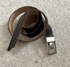 Vintage Taner Brown  Slim Leather Belt Silver Tone Buckle Length 104 cm