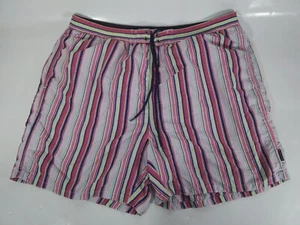 Pantalones cortos de baño premium Tommy Hilfiger para hombre XL rosa a rayas - Imagen 1 de 4