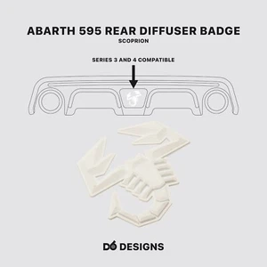 Abarth Rear Diffuser Badge Scorpion | 595 Series 3 & 4 | White - Picture 1 of 2