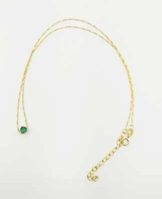 COLLANA DORATA CON ZIRCONE VERDE SMERALDO 4MM E CATENINA A 45 CM IN ARGENTO 925  - Immagine 1 di 3