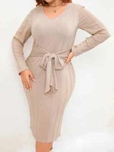 Vestido ""0XL (12)" ""3XL (18)" Damas Plus Corbata en V Lisa Vestido ceñido al cuerpo - Imagen 1 de 5