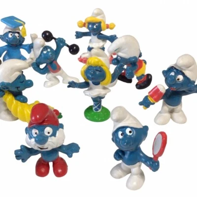 Винтажный Smurf фигурки лот из 12 Peyo Schleich папа Smurfette 60-х 70-х 80-х ~ читать - Изображение 1 из 4
