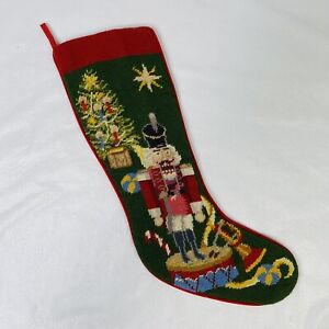 Vintage Needlepoint Christmas Stockings 20" Imperial Elegance Nutcracker Tree