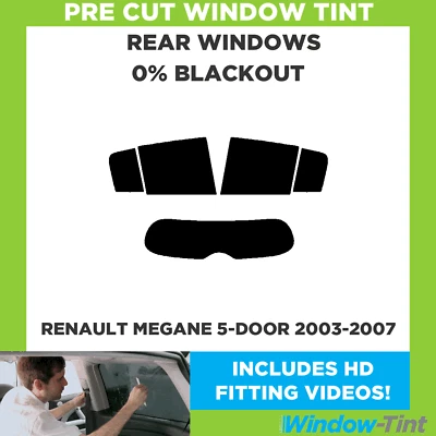 Für Renault Megane 5-door 2003-2007 Vor Cut Fenster Getönt Heck 0% Blackout Film - Image 1 of 4