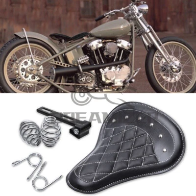For Harley Davidson Softail Bobber Chopper Motorcycle 3" Spring Solo Large Seat - Image 1 of 4