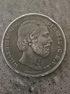 2 1/2 GULDEN 1858 SILBER WILHELM III NIEDERLANDE / NEDERLAND SILVER - Bild 1 von 2