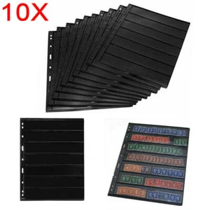 10X Double Sided Stamp Album Stock Pages Sheets with 9 Binder Holes 7 Strips UK - Picture 1 of 9