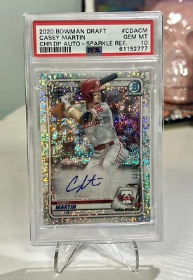 2020 Bowman Chrome CASEY MARTIN Sparkle Refractor Auto /71 #CDACM PSA 10 Gem - Image 1 of 4