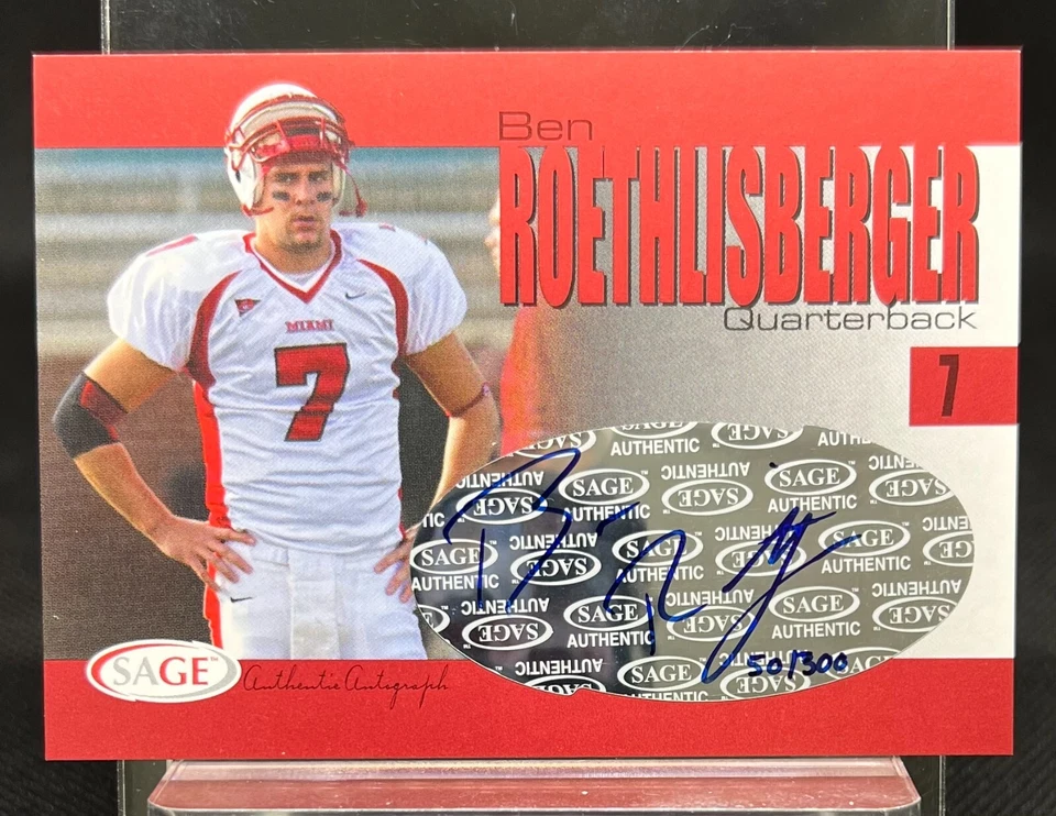 🏈Ben Roethlisberger 2004 Sage Football✏️ Auto 050/300 Autographed; - Image 1 of 2