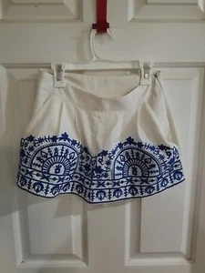 Alythea Womens Embroidered SHORTS - Small - White Embroidered Lined Side Zip - Picture 1 of 10