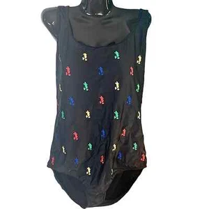 Disney One Piece Swimsuit Bathing Suit Swimwear Embroidered Mickey Logos Sz 16 - Picture 1 of 11