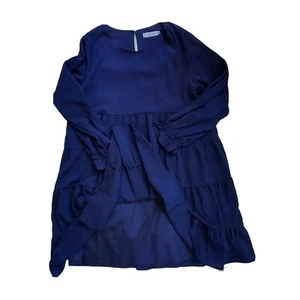 Foteisy Navy Relaxed Rüschen Kleid Damen L Langarm Cottagecore NEU - Bild 1 von 7