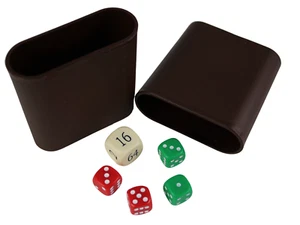 Replacement Backgammon Dice Set & Dice cups- Cream Doubling Cube - Red & Green D - Picture 1 of 3