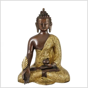 Buddha della medicina fine ottone rame 25 cm 2,8 kg Buddha dal Nepal Tibet buddismo - Foto 1 di 4