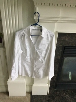 ЖЕНСКАЯ ХЛОПКОВАЯ РУБАШКА НА ПУГОВИЦАХ С ПОДПИСЬЮ LARRY LEVINE РАЗМЕР БОЛЬШОЙ - Изображение 1 из 4