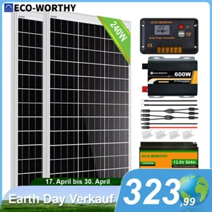 240W Solaranlage Komplettpaket Mono Solarmodul Solar Set Inselanlage Wohnmobile - Bild 1 von 11
