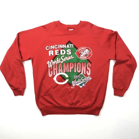 Vintage Cincinnati Reds Sweatshirt Men XL Red Pull Over Sweater World Series USA Cover