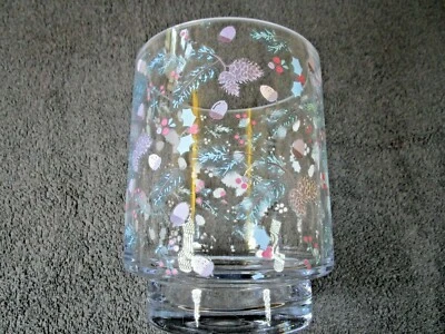 Large Hurricane Glass Vase For Scented Candles / Tea Lights Acorn Berry Design - Image 1 of 4