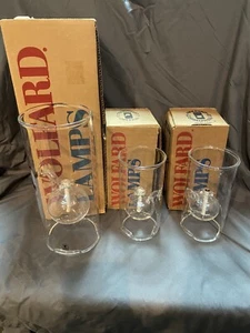 Wolfard Glass Blowing Company Hand Blown Clear Glass Oil Lamps NIB  2-6” & 1-9” - Picture 1 of 6