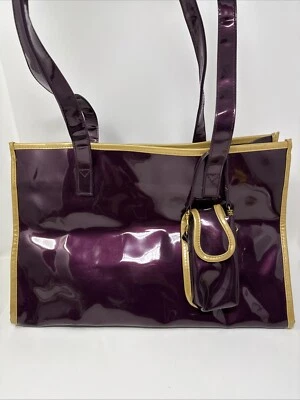Bolso de hombro de gran tamaño púrpura y dorado con asas dobles con bolsa Foto 1 de 4