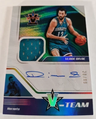 2018-19 Chronicles Vlade Divac V-Team Patch Auto GAME WORN ON CARD - Image 1 of 2