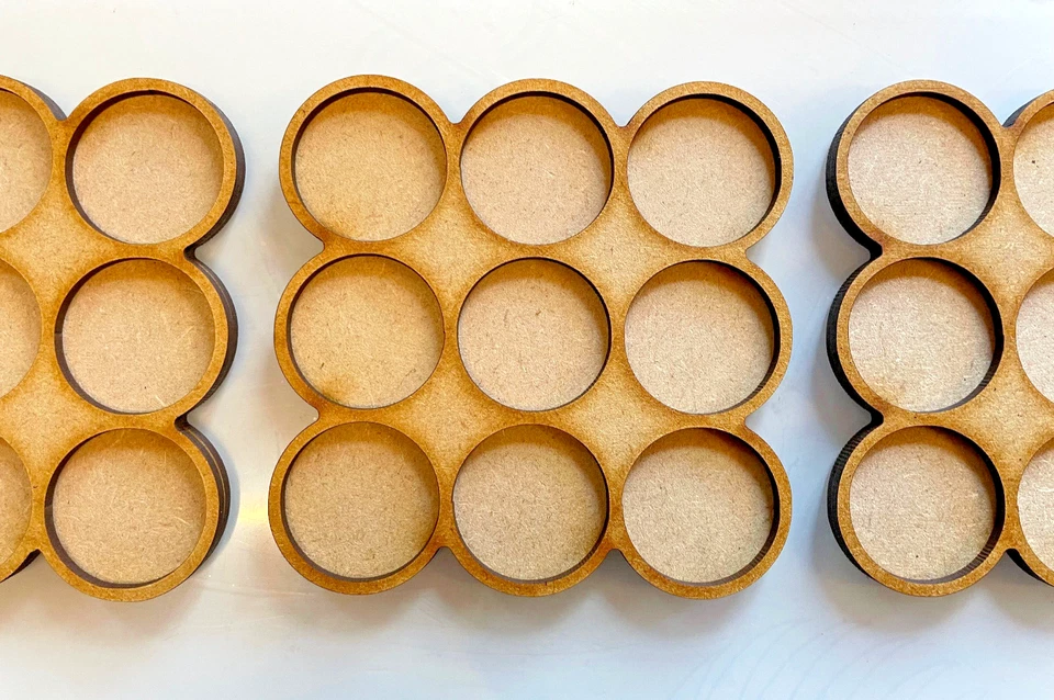 KOLAT CREATIONS 32mm Round Movement Trays. 1x1 to 6x6 Formations Tabletop Wargaming.