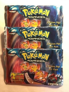 LOT OF 3 BOOSTERS PACK FLIPZ ARTBOX TOPPS POKEMON ADVANCED NEW MINT 2003