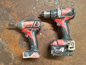 Milwaukee Cordless Combi Hammer Drill & 1/4" Impact Driver - FREEPOST - Picture 1 of 15