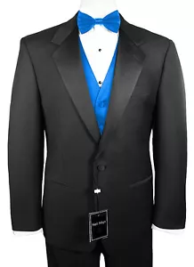 Sizes 35-64 Long. 6-Piece Tuxedo Package with Flat Front Pants & Blue Vest - Picture 1 of 5