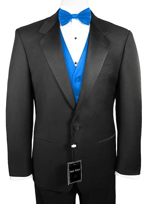 Sizes 35-64 Long. 6-Piece Tuxedo Package with Flat Front Pants & Blue Vest - Image 1 of 4