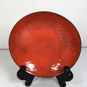 Vintage Enamel Over Copper Bowl Signed AB Red Interior Green Exterior 6” Trinket - Picture 1 of 7